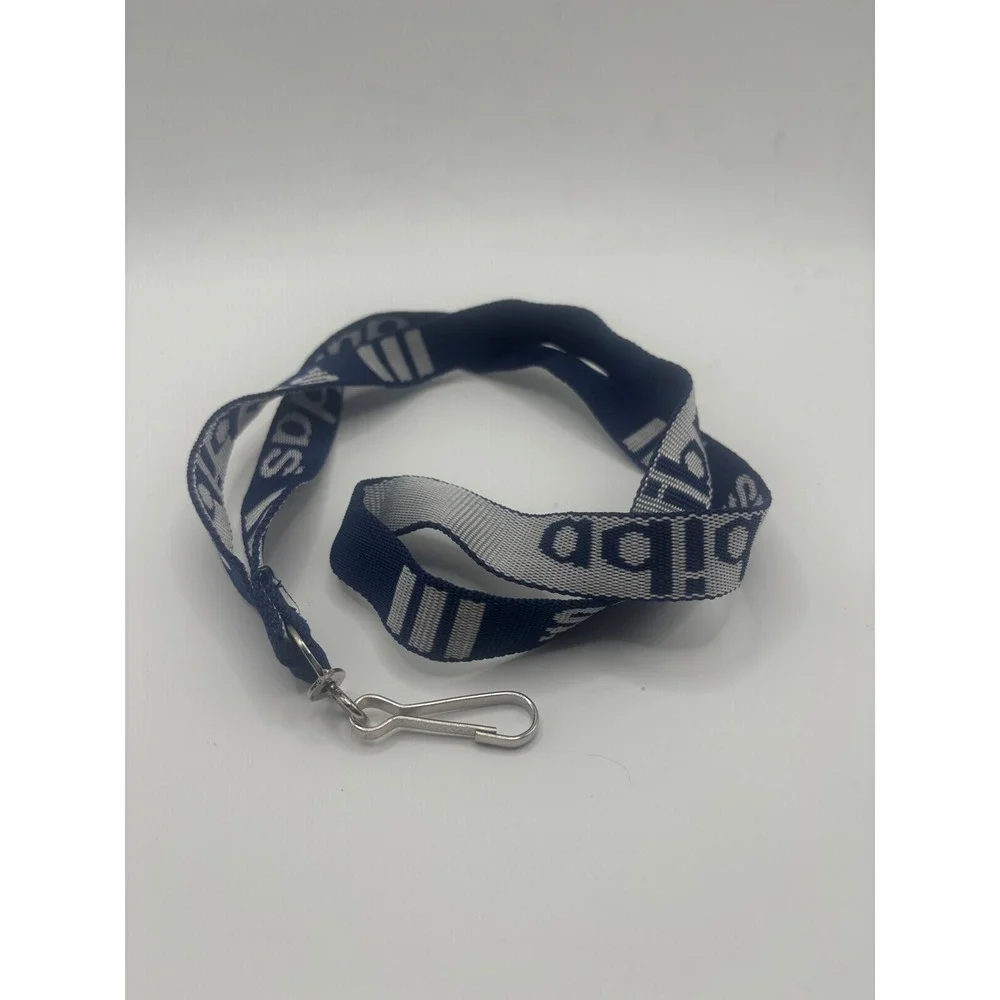 Adidas Lanyards 9 Keychain Neck Strap Navy Blue White Logo Quick Release Buckle